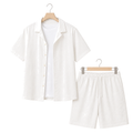 WEELZ Soft Camp-Collar Shirt & Shorts Set — White, front hanger