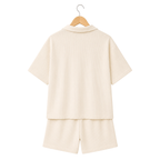 Hanger back – WEELZ off-white textured V-collar shorts set