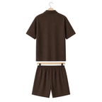 Hanger back – WEELZ dark cocoa textured V-collar shorts set