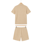 Hanger back – WEELZ beige button-collar cotton shorts set