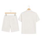 WEELZ pocket-collar cotton T-shirt and shorts set in white, hanger rear view