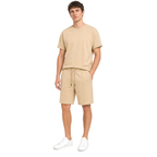 WEELZ cooling cotton crew-neck T-shirt and shorts set in beige, styled model view one