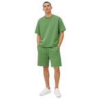 WEELZ cooling cotton crew-neck T-shirt and shorts set in green, styled model view one