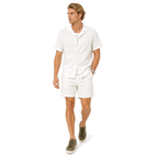 WEELZ Soft Camp-Collar Shirt & Shorts Set — White, model look 2