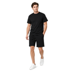 WEELZ cooling cotton crew-neck T-shirt and shorts set in black, styled model view two
