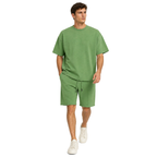 WEELZ cooling cotton crew-neck T-shirt and shorts set in green, styled model view two