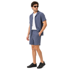 WEELZ Soft Camp-Collar Shirt & Shorts Set — Petrol Blue, model look 3