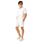 WEELZ Soft Camp-Collar Shirt & Shorts Set — White, model look 3
