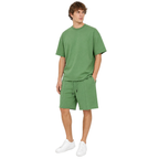WEELZ cooling cotton crew-neck T-shirt and shorts set in green, styled model view three