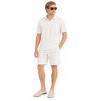 WEELZ pocket-collar cotton T-shirt and shorts set in white, model look three