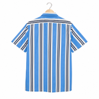 WEELZ Striped Print Hawaii Shirt — Sky Blue — back