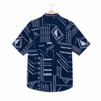 WEELZ Abstract Print Hawaii Shirt — Navy — back