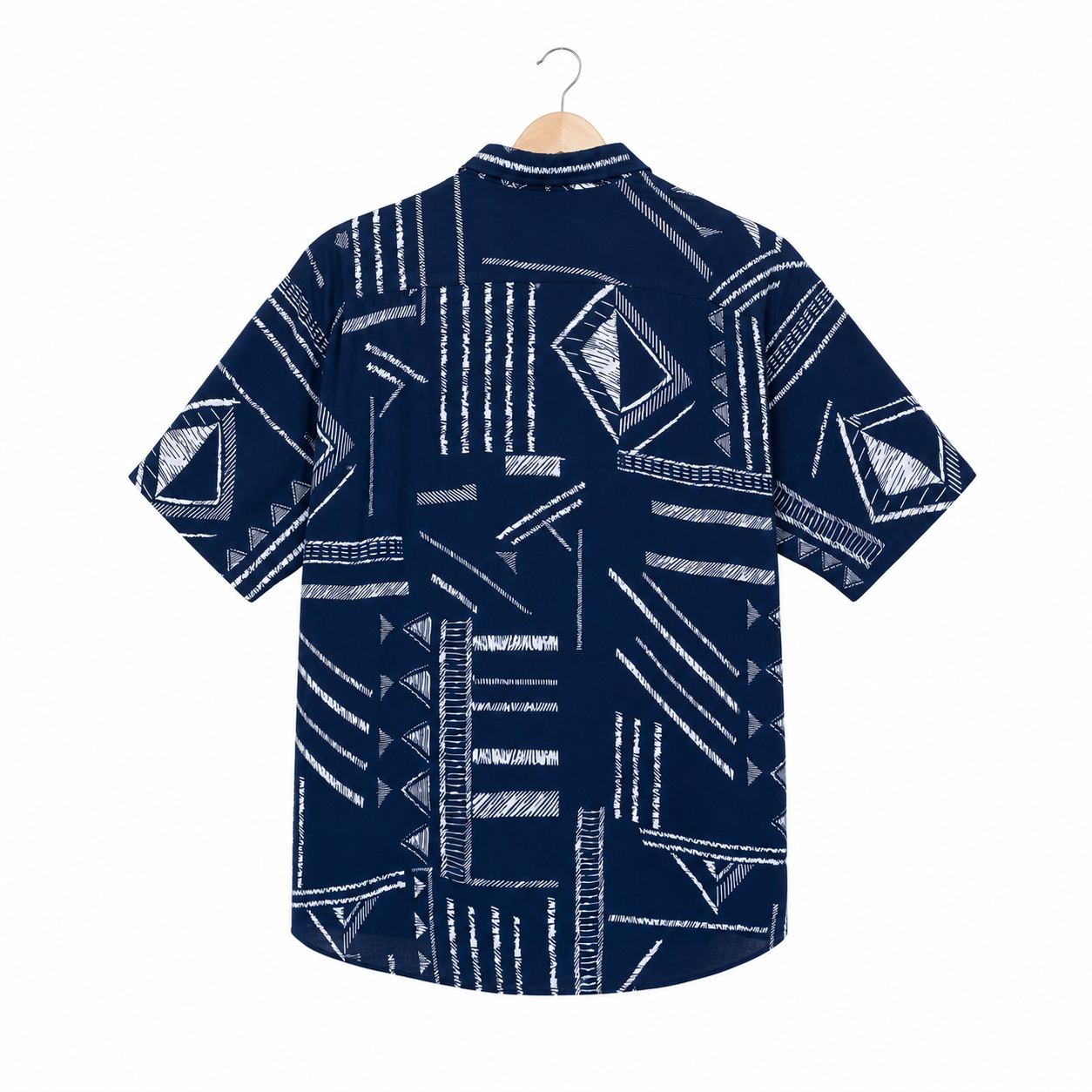 WEELZ Abstract Print Hawaii Shirt — Navy — back