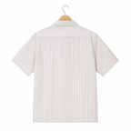 WEELZ striped box-fit short-sleeve shirt Beige — back hanger