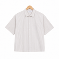 WEELZ striped box-fit short-sleeve shirt Beige — front hanger