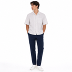 WEELZ striped box-fit short-sleeve shirt Beige — model 1