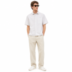 WEELZ striped box-fit short-sleeve shirt Beige — model 3