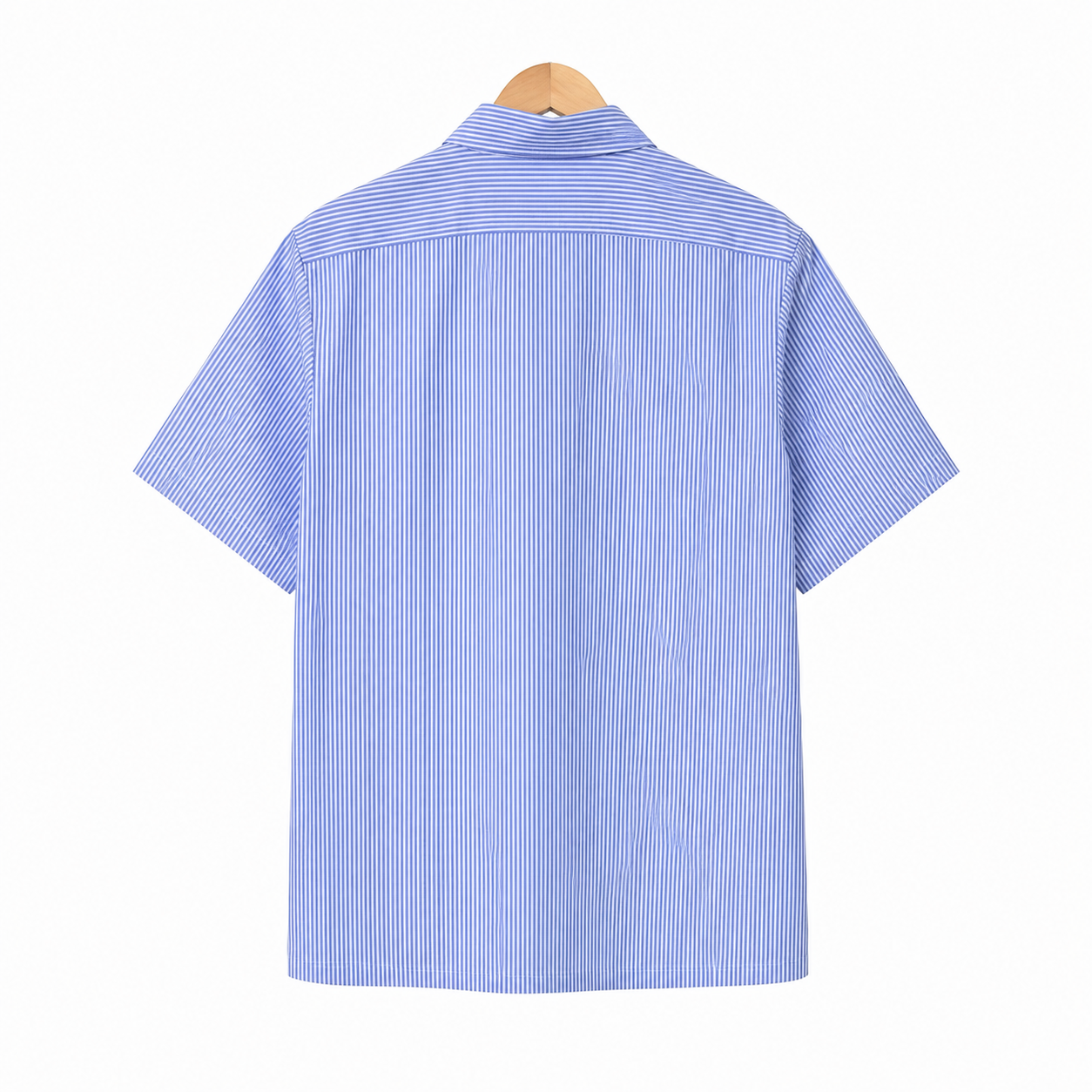 WEELZ striped box-fit short-sleeve shirt Sky Blue — back hanger