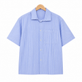 WEELZ striped box-fit short-sleeve shirt Sky Blue — front hanger