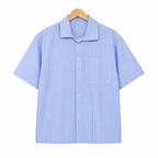 WEELZ striped box-fit short-sleeve shirt Sky Blue — front hanger