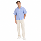 WEELZ striped box-fit short-sleeve shirt Sky Blue — model 1