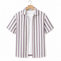 WEELZ Striped Mesh Knit Shirt — Burgundy Stripe — 01 hanger front