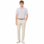 WEELZ Striped Mesh Knit Shirt — Burgundy Stripe — 04 model 2