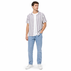 WEELZ Striped Mesh Knit Shirt — Burgundy Stripe — 03 model 1