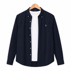 WEELZ Classic Cotton Button-Down Shirt — verified navy logo placement