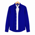 WEELZ Classic Cotton Button-Down Shirt — verified royal-blue logo placement