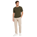 WEELZ Contrast-Trim Crew Neck Knit T-Shirt — Olive — model look 1