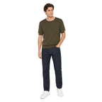 WEELZ Contrast-Trim Crew Neck Knit T-Shirt — Olive — model look 2