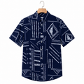 WEELZ Abstract Print Hawaii Shirt — Navy — front