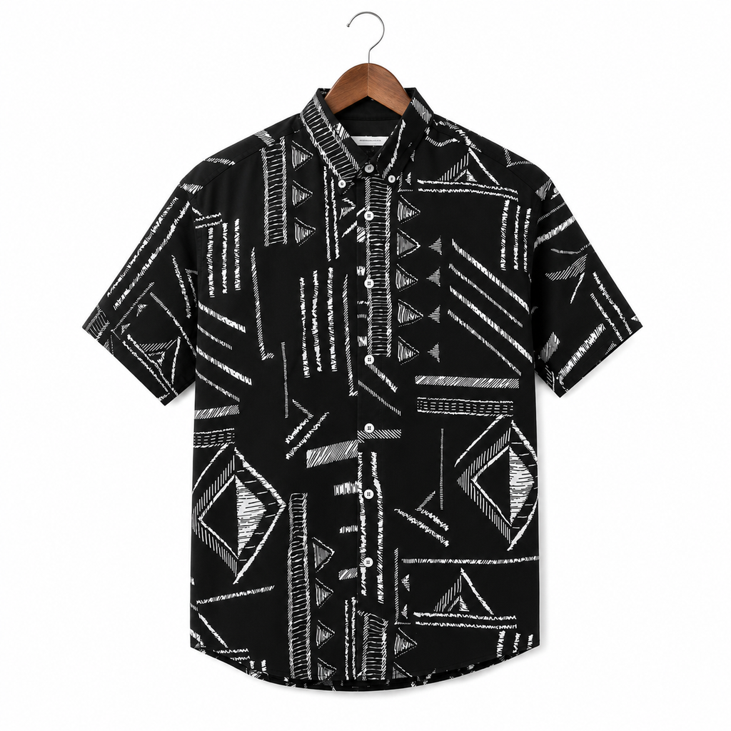 WEELZ Graphic Print Hawaii Shirt — Black — front