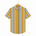 WEELZ Striped Print Hawaii Shirt — Mustard — front