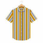 WEELZ Striped Print Hawaii Shirt — Mustard — front