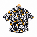 WEELZ black and white floral Hawaii shirt, front hanger view