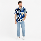 WEELZ geometric linen-blend Hawaii shirt Blue — styled look three