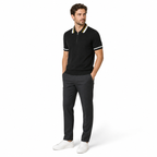 WEELZ geometric-trim zip knit polo in black — men’s look 2