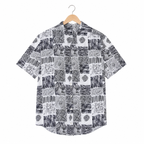WEELZ grey patchwork Hawaii shirt, front hanger view