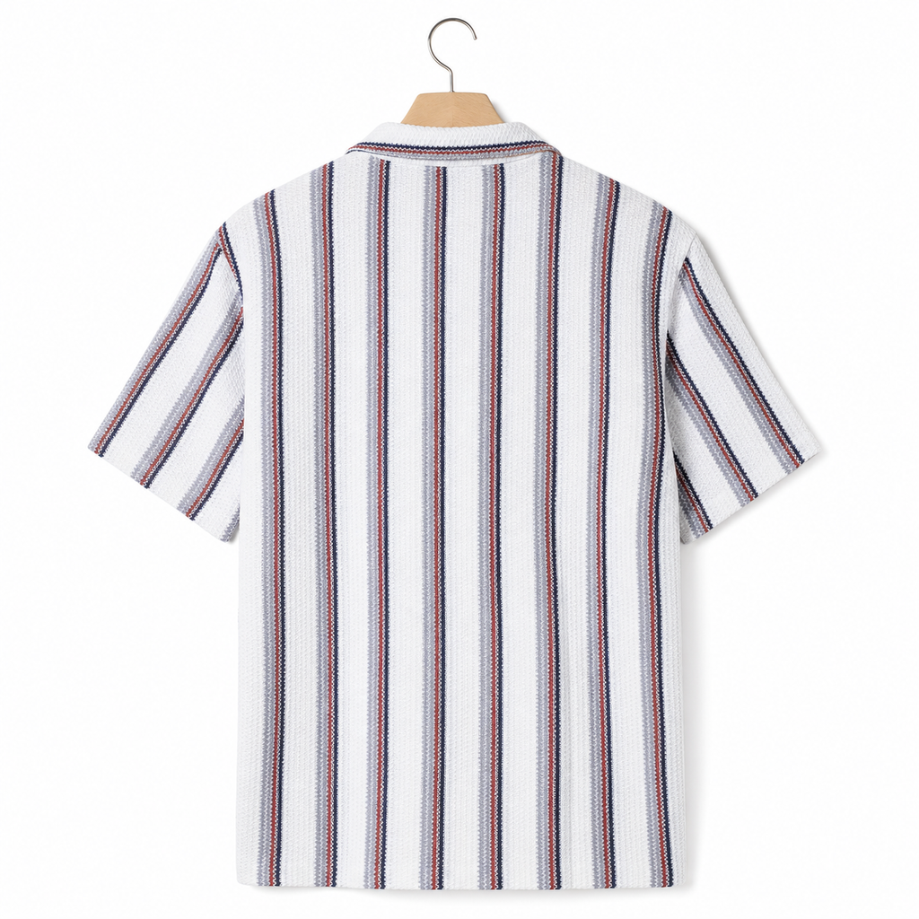 WEELZ Striped Mesh Knit Shirt — Grey Stripe — 02 hanger back