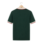 WEELZ Contrast-Collar Button Knit Polo in Forest Green — back