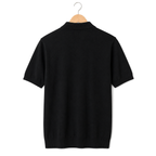 WEELZ Vertical Stripe Zip Knit Polo in Black & White — back