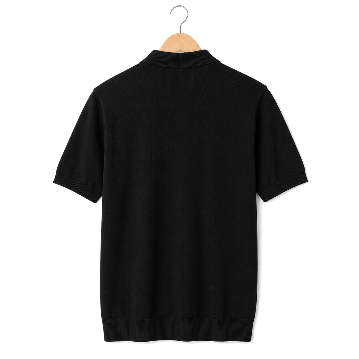 WEELZ Vertical Stripe Zip Knit Polo in Black & White — back