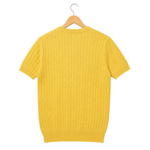 WEELZ Cable-Knit Crew Neck T-Shirt in Yellow — back