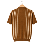 WEELZ Fine Stripe Zip Knit Polo Brown — back view