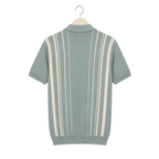 WEELZ Fine Stripe Zip Knit Polo Mint — back view