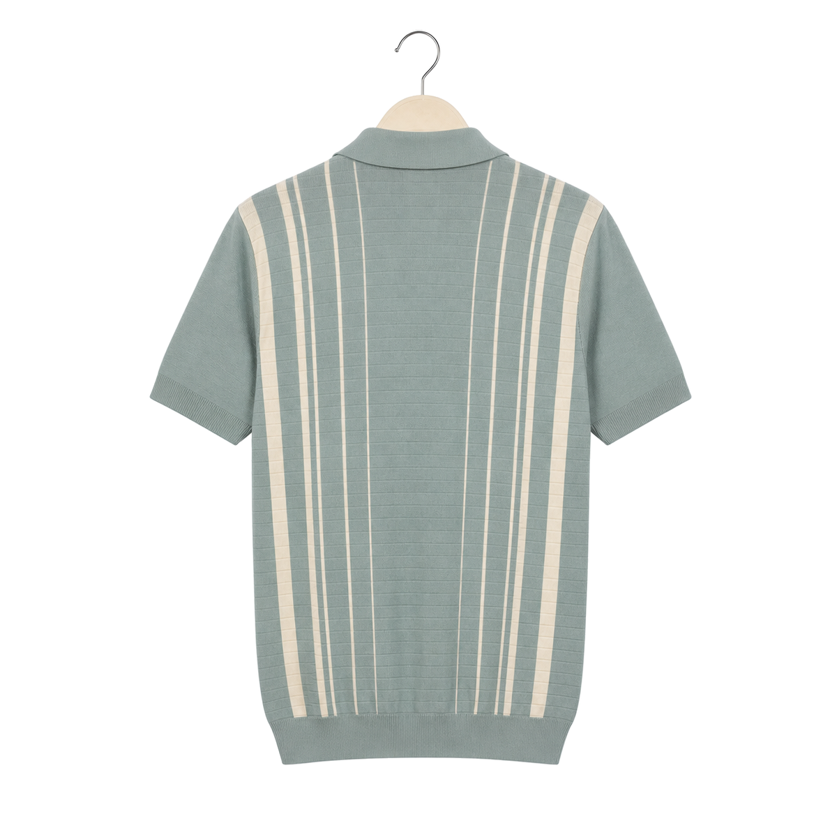 WEELZ Fine Stripe Zip Knit Polo Mint — back view