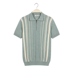 WEELZ Fine Stripe Zip Knit Polo Mint — front view