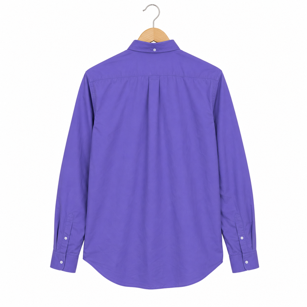 WEELZ Classic Cotton Button-Down Shirt — Mauve — back hanger view